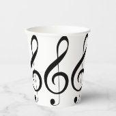 Gobelets En Papier Triple Clef Musical Note, (Recto)