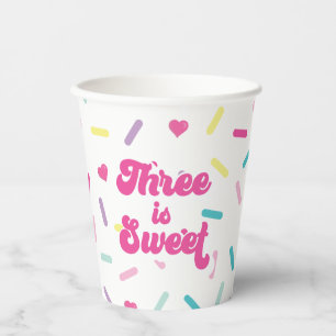 Gobelets En Papier Trois est Sweet Sprinkings 3e anniversaire