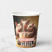 Gobelets En Papier Trois petits cochons gâteau d'anniversaire (Verso)