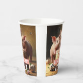 Gobelets En Papier Trois petits cochons gâteau d'anniversaire (Gauche)