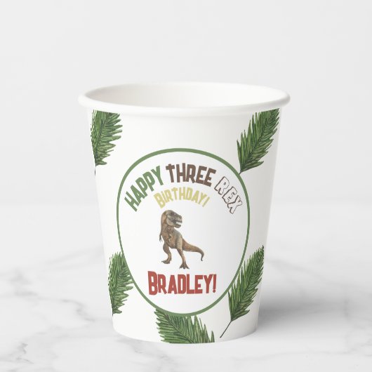 Gobelets En Papier Trois Rex Anniversaire Dino (Recto)