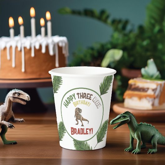 Gobelets En Papier Trois Rex Anniversaire Dino