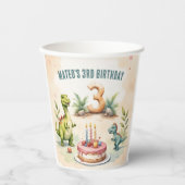 Gobelets En Papier Trois Rex Dinosaur 3e anniversaire (Recto)