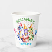 Gobelets En Papier Trois rex jolie dinosaures anniversaire vaisselle (Recto)