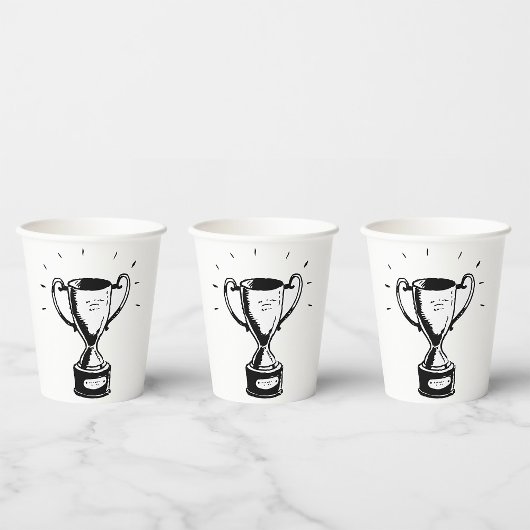 Gobelets En Papier Trophée Noir Et Blanc