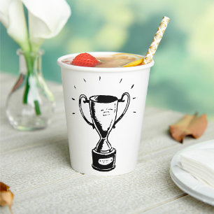Gobelets En Papier Trophée Noir Et Blanc