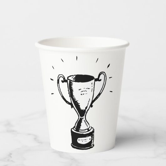 Gobelets En Papier Trophée Noir Et Blanc (Recto)
