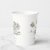 Gobelets En Papier Tropical Beach Palm Tree croquis Pale Gold Mariage (Gauche)