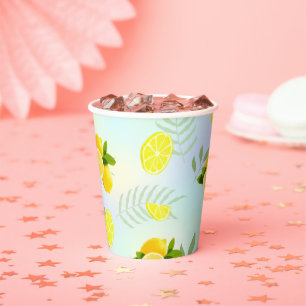 Gobelets En Papier Tropical Citrus été frais Orange lemon Slice