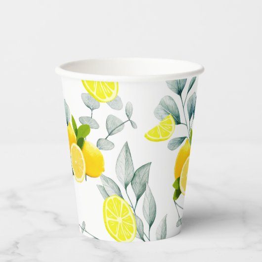 Gobelets En Papier Tropical Citrus été frais Orange lemon Slice (Recto)