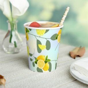 Gobelets En Papier Tropical Citrus été frais Orange lemon Slice