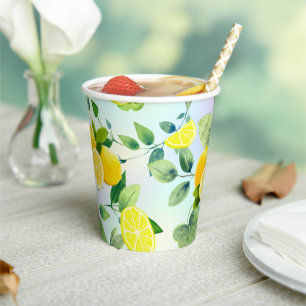 Gobelets En Papier Tropical Citrus été frais Orange lemon Slice