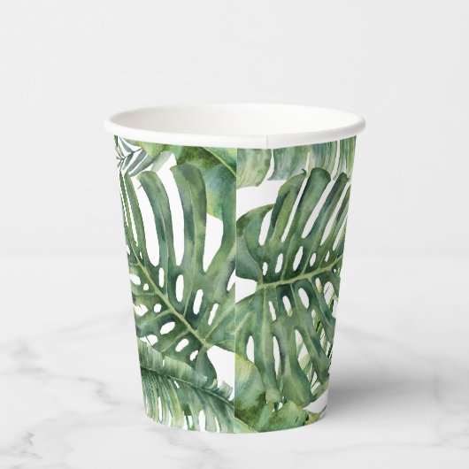 Gobelets En Papier Tropical Green Feuille Botanical Island Palm Tree (Droite)