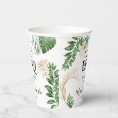 Gobelets En Papier Tropical Greenery & Gold 'Je fais du BBQ' Fiançai (Droite)