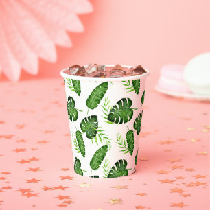 Gobelets En Papier Tropical Jungle Feuille Green Party Botanique