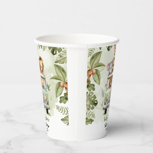 Gobelets En Papier Tropical Jungle Safari Animaux Baby showers Garçon (Droite)