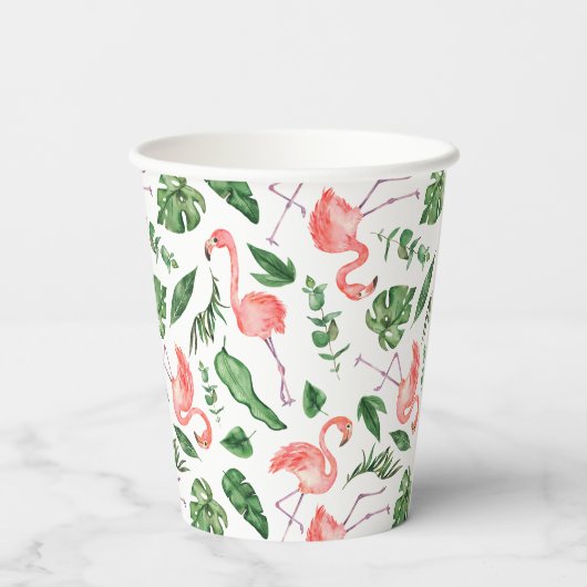 Gobelets En Papier Tropical Pink Flamingo Pattern v2 (Verso)