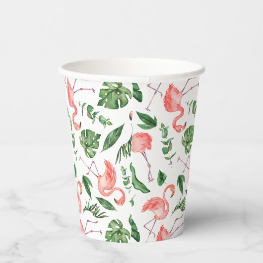 Gobelets En Papier Tropical Pink Flamingo Pattern v2 (Droite)