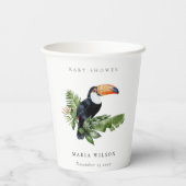 Gobelets En Papier Tropical Rainforest Toucan Foliage Baby shower (Verso)