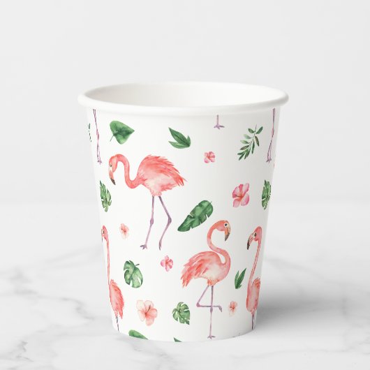 Gobelets En Papier Tropical rose Flamingo (Recto)