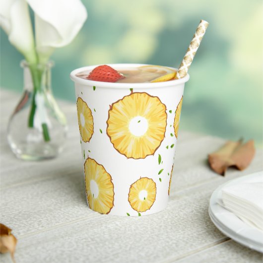 Gobelets En Papier TROPICAL SUMMER ananas Slice Motif tendance (Insitu)