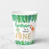 Gobelets En Papier Tropical Summer Beach Luau Boys 1er Anniversaire (Verso)
