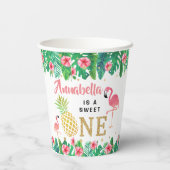 Gobelets En Papier Tropical Summer Beach Luau Girls 1er anniversaire (Verso)