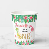 Gobelets En Papier Tropical Summer Beach Luau Girls 1er anniversaire (Recto)