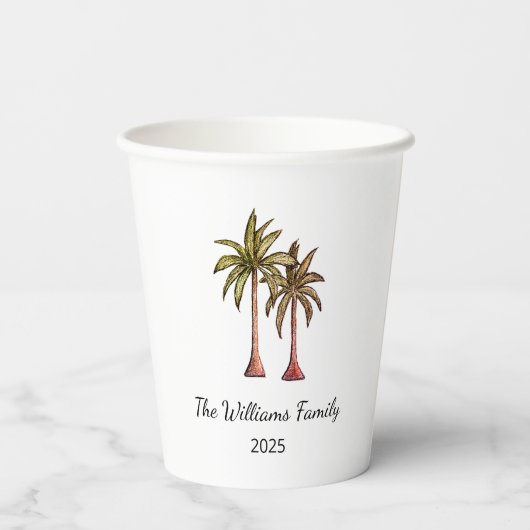 Gobelets En Papier Tropical Summer Palm Trees de baignade Pool Party (Verso)