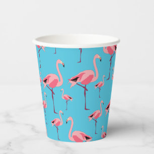 Gobelets En Papier Tropical Summer Pink Flamingo Pattern
