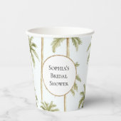 Gobelets En Papier Tropical Vert Palmiers Blancs Mariage (Recto)