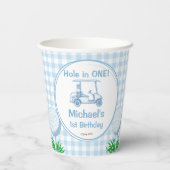 Gobelets En Papier Trou dans un en vichy de golf bleu monogrammed (Verso)