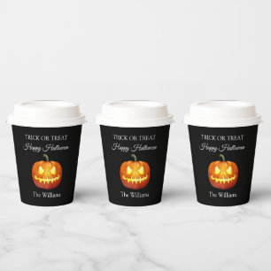 Gobelets En Papier Trou ou traiter Halloween Éffrayant Citrouille mou