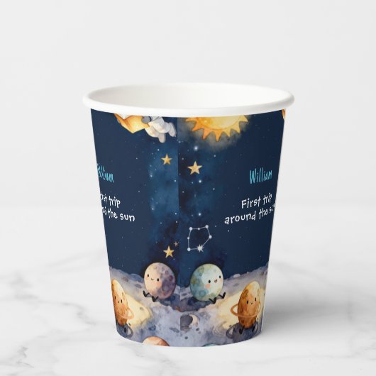 Gobelets En Papier True Space First Trip Around The Sun 1st Birthday (Verso)