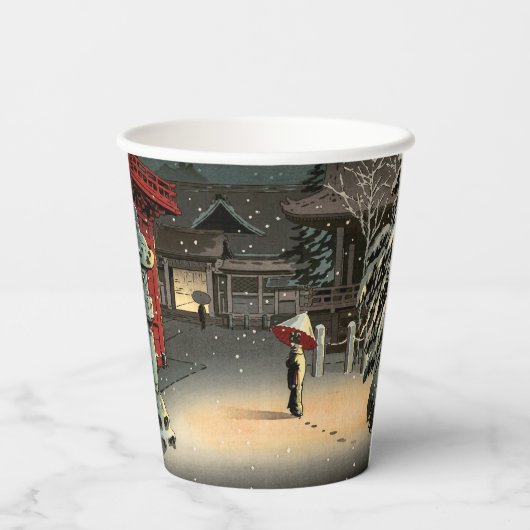 Gobelets En Papier Tsuchiya Koitsu - Neige au temple de Nezu (Verso)