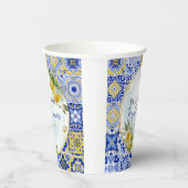 Gobelets En Papier Tuile bleue méditerranéenne Shower de mariage Citr (Droite)