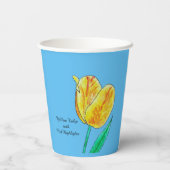 Gobelets En Papier Tulipe jaune reflets rouges  (Verso)