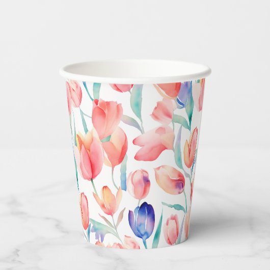 Gobelets En Papier Tulipe Motif en étain Tulipes (Verso)