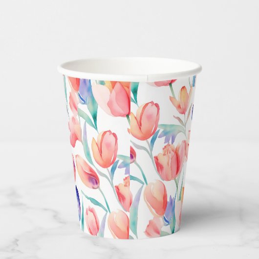 Gobelets En Papier Tulipe Motif en étain Tulipes (Droite)