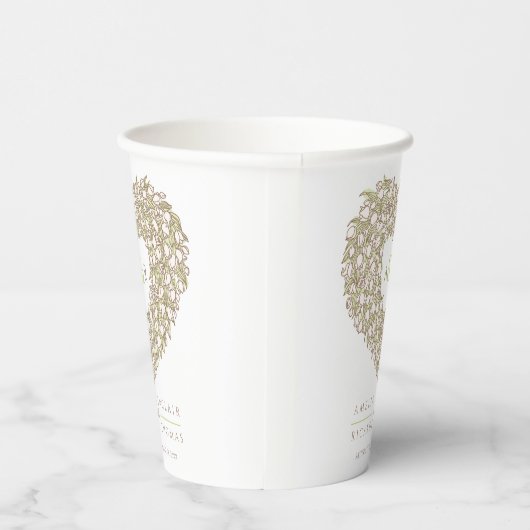 Gobelets En Papier Tulipes crème couronnes mariage d'art d'encre brun (Droite)