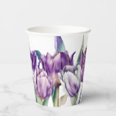 Gobelets En Papier Tulipes d'aquarelle pourpre de printemps Douche nu (Verso)