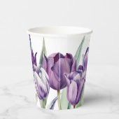 Gobelets En Papier Tulipes d'aquarelle pourpre de printemps Douche nu (Droite)