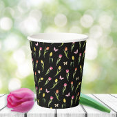 Gobelets En Papier Tulipes et papillons Motif noir