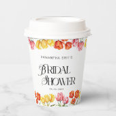 Gobelets En Papier Tulipes roses oranges modernes Fête des mariées fl (Recto)