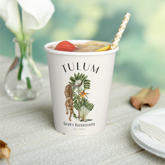 Gobelets En Papier Tulum Leopard Tropical Bachelorette Week-end (Insitu)