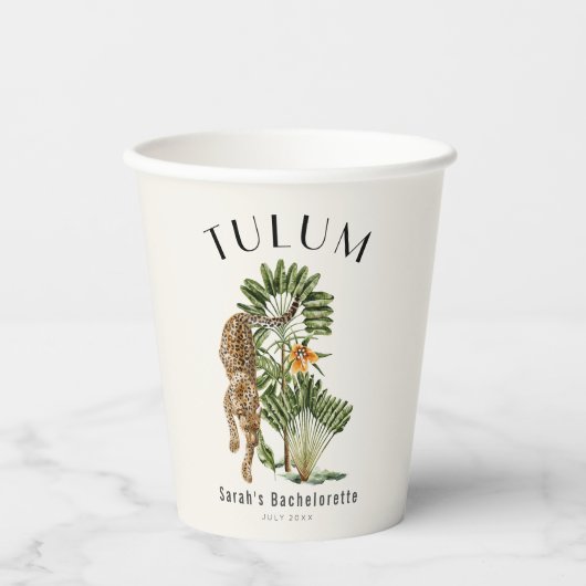 Gobelets En Papier Tulum Leopard Tropical Bachelorette Week-end (Recto)
