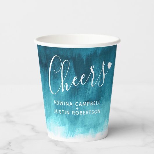 Gobelets En Papier Turquoise aqua vert bleu abstrait coupes en papier (Verso)