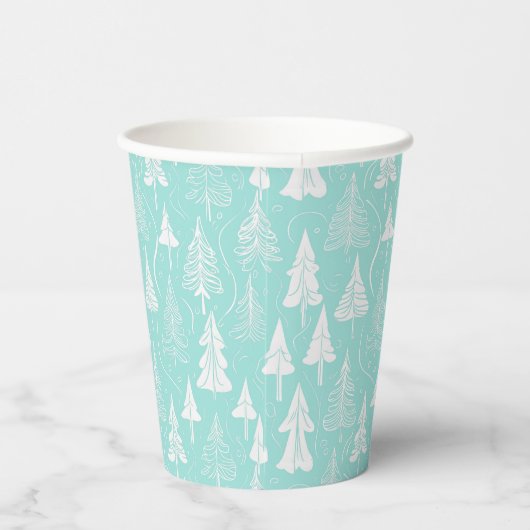 Gobelets En Papier Turquoise Arbre de Noël Motif n° 6 ID1009 (Droite)