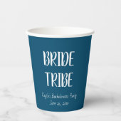 Gobelets En Papier Turquoise Bleu Simple Couleur Mariage Tribe de mar (Recto)