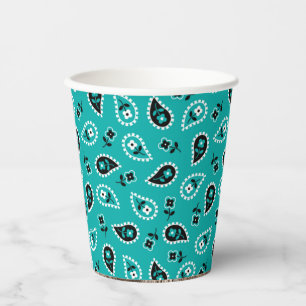 Gobelets En Papier Turquoise Blue Bandana Rodeo Wild West